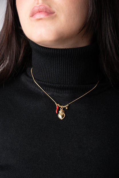 COLLANA 'Cuore sacro e peperoncino' Oro